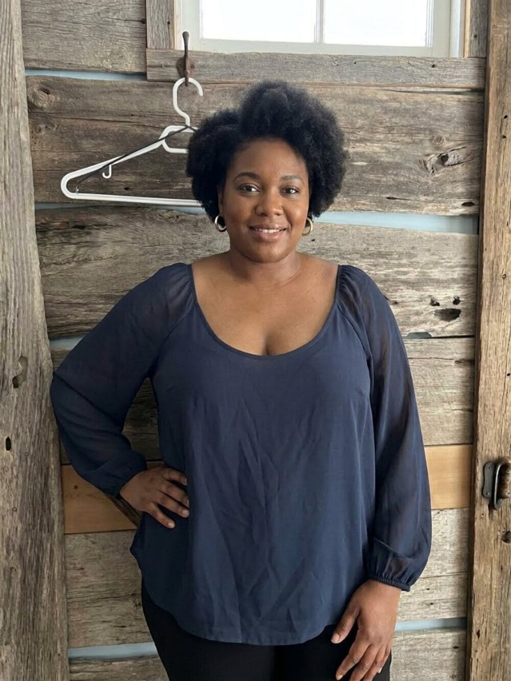 𝅺addition Elle plus size X NWT Navy dual layer blouse